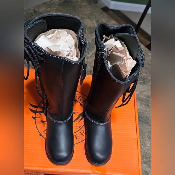 Milwaukee Black 17-Inch Lace Side Leather Boots with Contrast Stitching #1124 - Picture 8 of 16